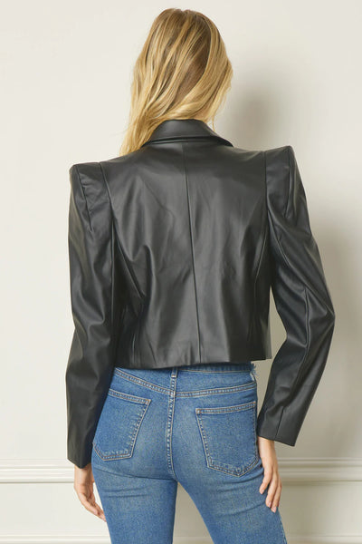 Shops cropped leather blazer