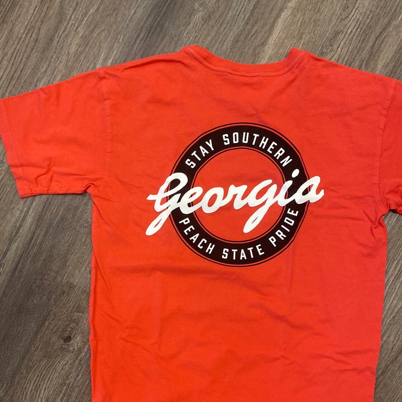 Peach State Pride Retro Georgia Red T Shirt