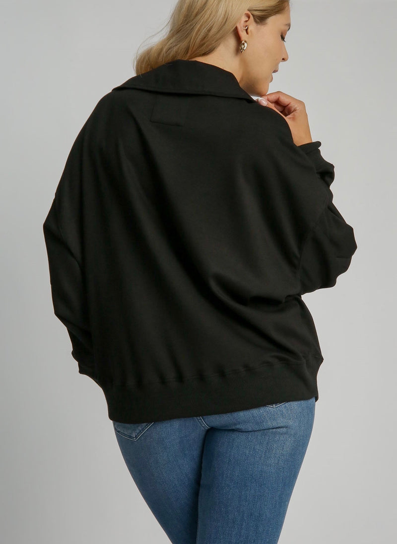 black scuba pullover top umgee