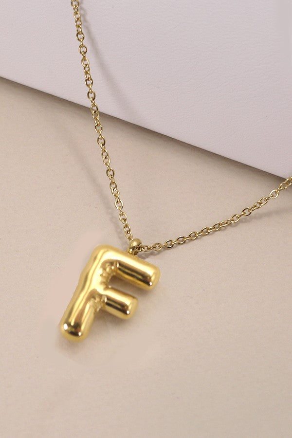 Gold bubble balloon initial F necklaces