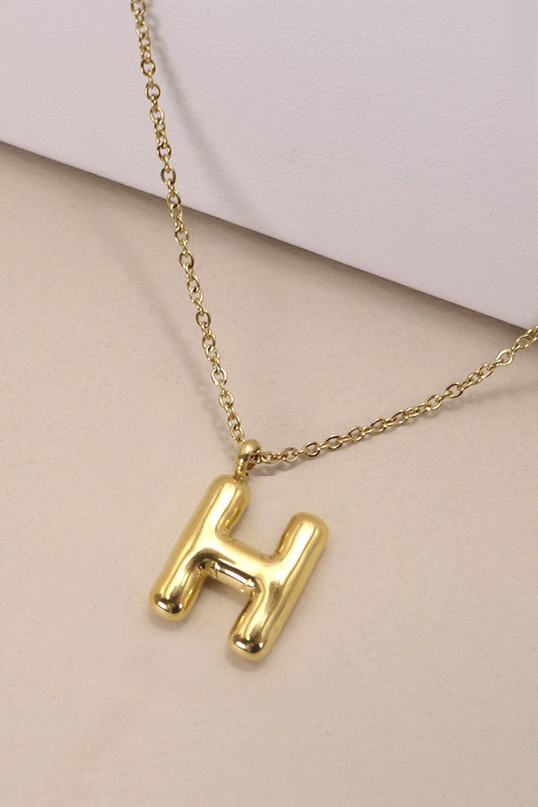 Gold bubble balloon initial H necklaces