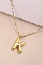 Gold bubble balloon initial K necklaces