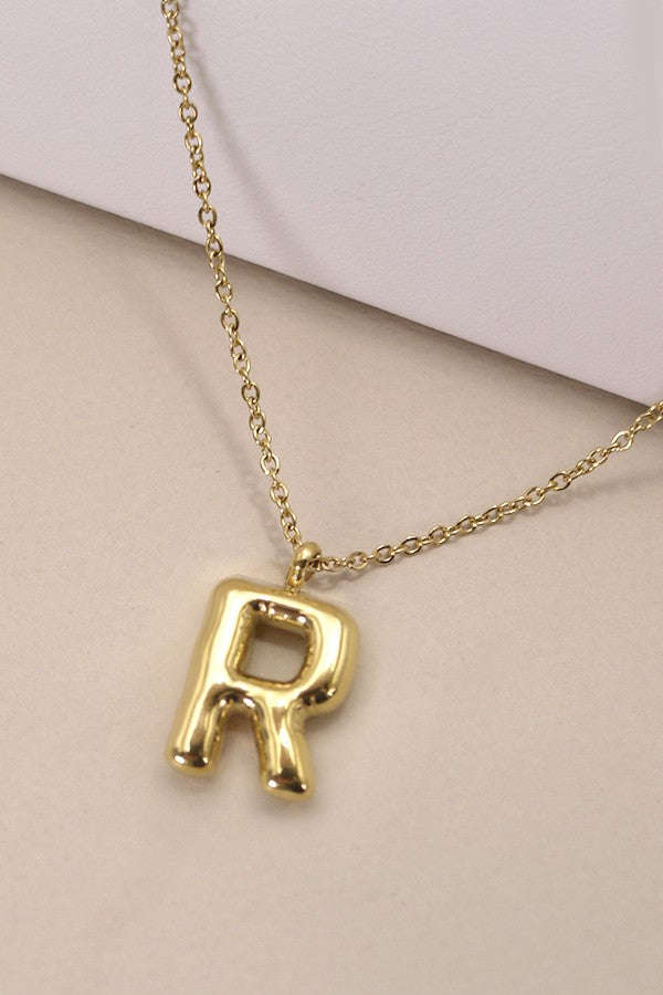 Gold bubble balloon initial R necklaces