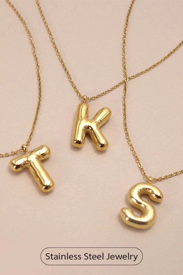 Gold bubble balloon initial S necklaces