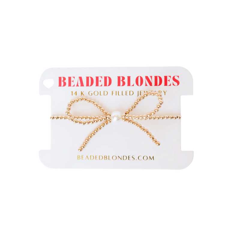 Beaded Blondes gold bow bracelets