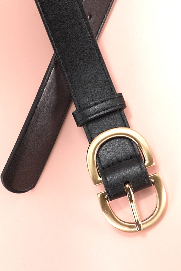 Black leather ladies belt