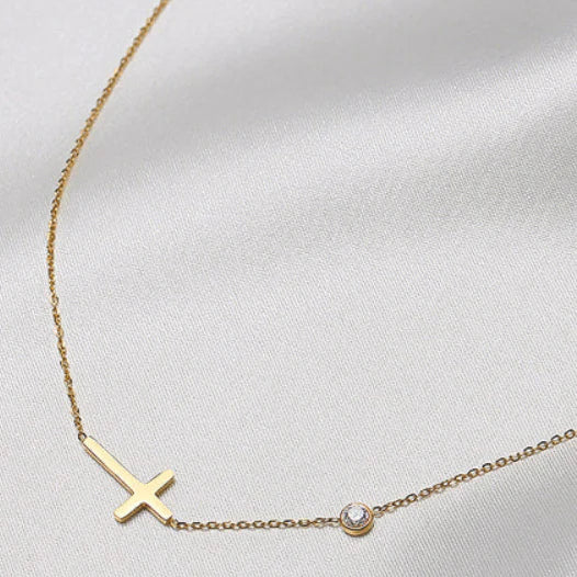 AMD Faith Sideways Cross Necklace