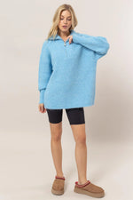 BLUE SWEATER HALF zip pullover