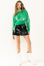 Tis The Sequin Green Sweater