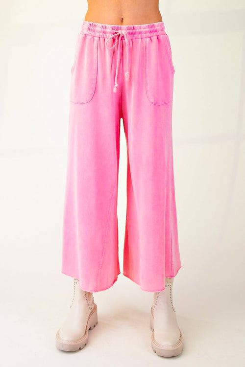 washed wide leg pants pink easel