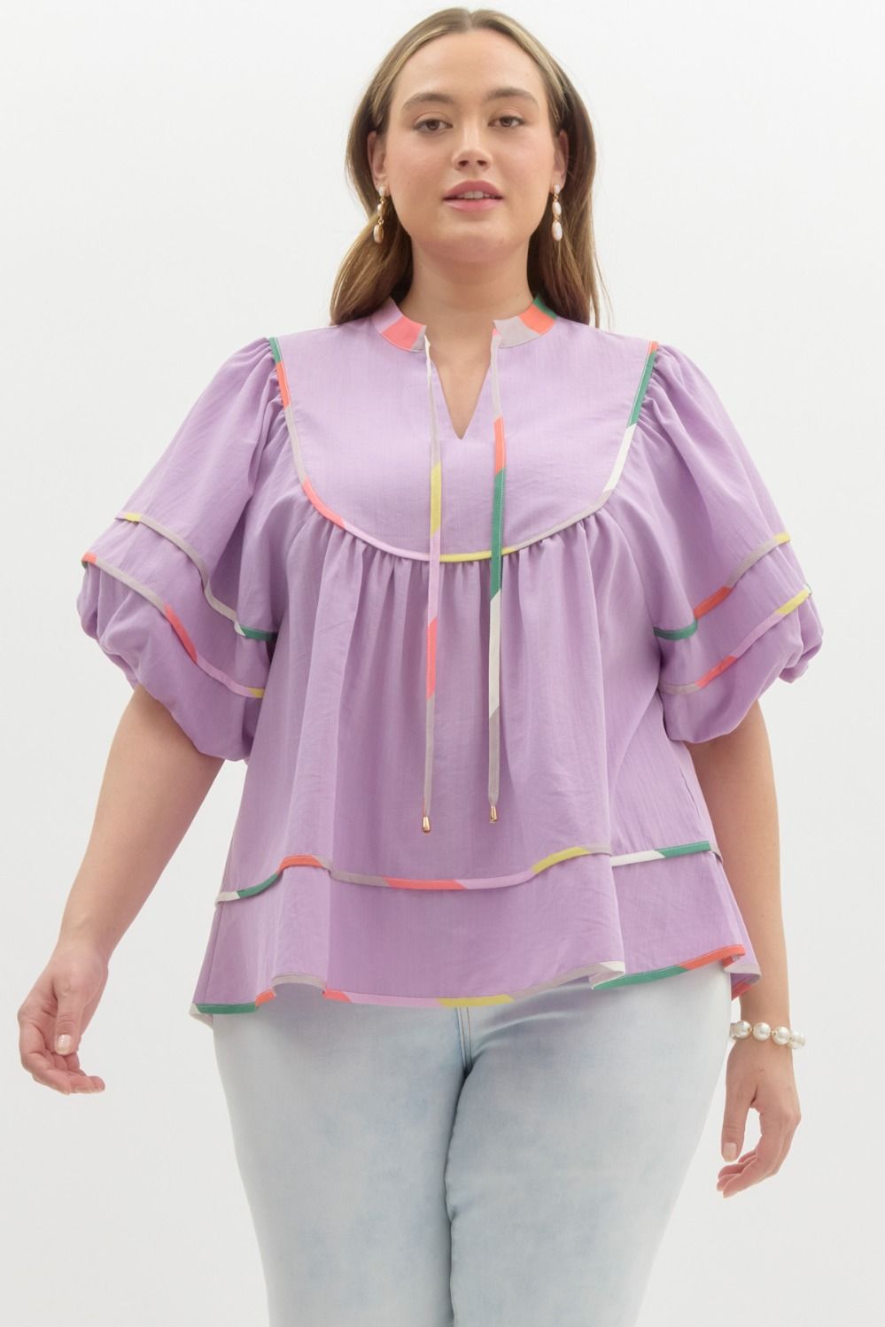 Women's plus size lavender babydoll casual top 