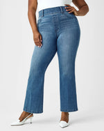 spanx kick flare denim jeans