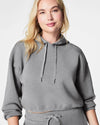 Spanx airessentials cinched semi cropped heather grey hoodie sweatshirt