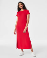 spanx airessentials red maxi dress