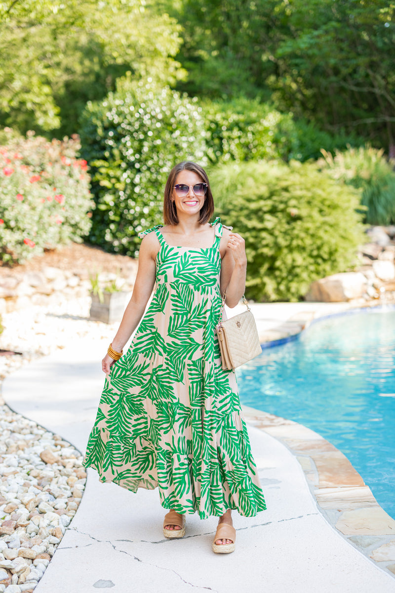 thml tropical leaf maxi dress