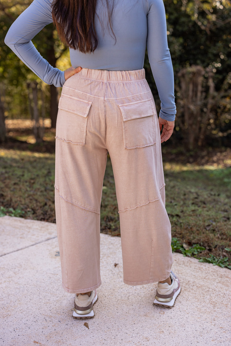 easel barrel leg cotton lounge pant