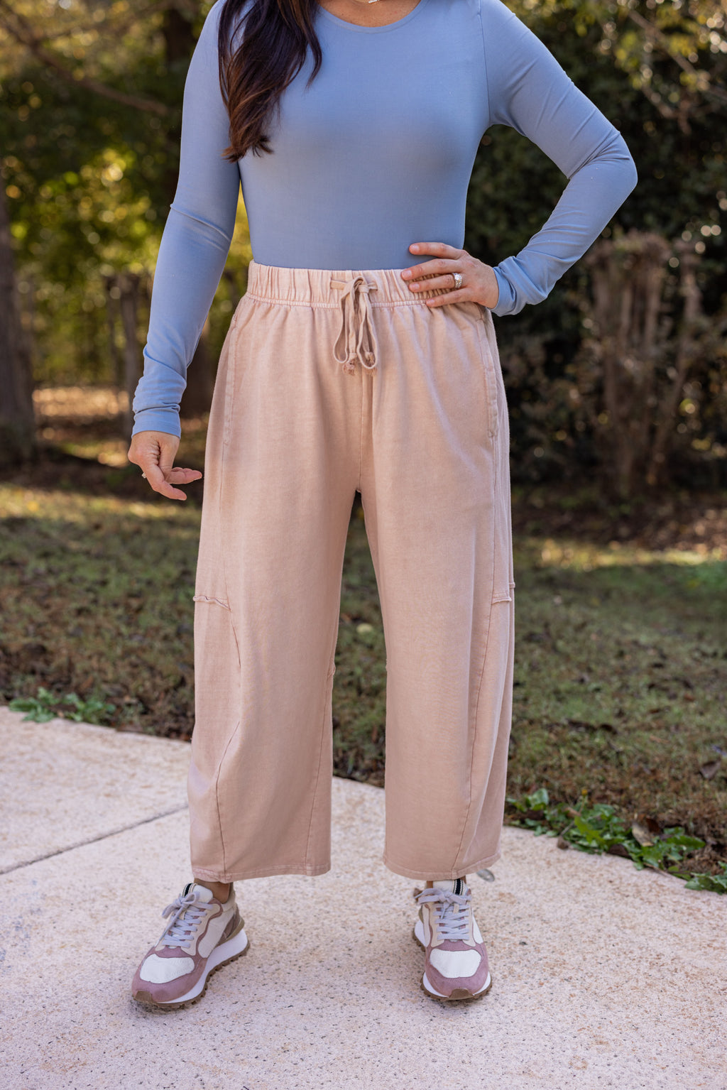 easel barrel leg cotton lounge pant