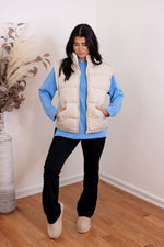 women's beige puffer vest