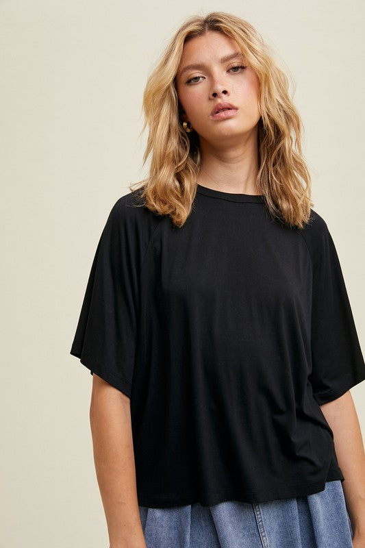 Wishlist Black relaxed fit, boxy short sleeve top