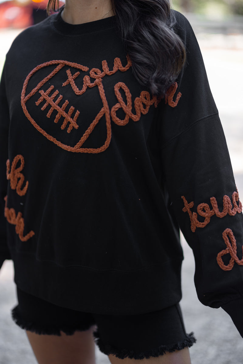 Touchdown Obsessed Black Football Sweatshirt