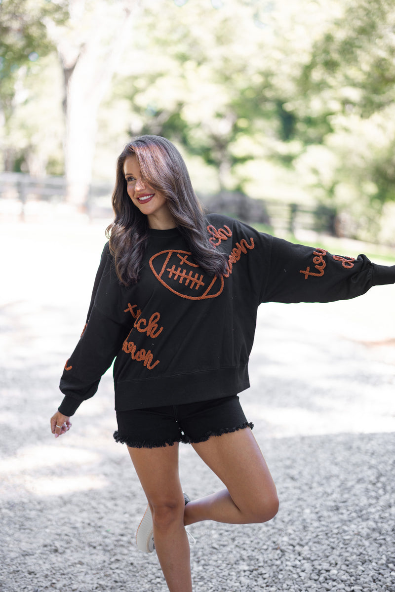 Touchdown Obsessed Black Football Sweatshirt