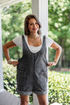 black denim overall style romper