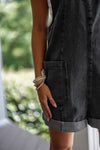 black denim overall style romper