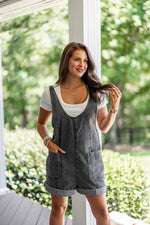 black denim overall style romper