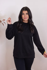 black scuba knit mock neck top