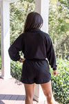 black scuba long sleeve zip romper