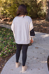 Comfy Colorblock Grey Knit Pullover