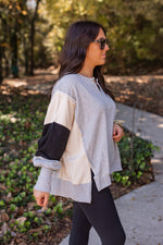 Comfy Colorblock Grey Knit Pullover