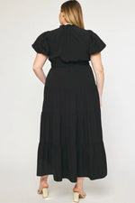 Entro Black tiered maxi dress