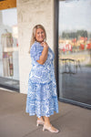 blue embroidered plus size midi dress