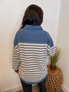 blue ivory striped pullover