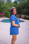 blue pearl terry knit matching skort set