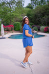 blue pearl terry knit matching skort set