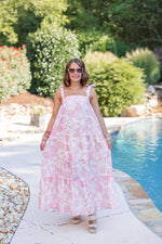 pink floral bump friendly maxi dress