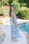 blue floral bump friendly maxi dress