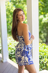 blue floral print halter top