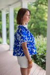 blue white crochet ric rac dressy summer top