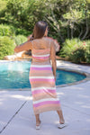 boho stripe knit midi skirt set