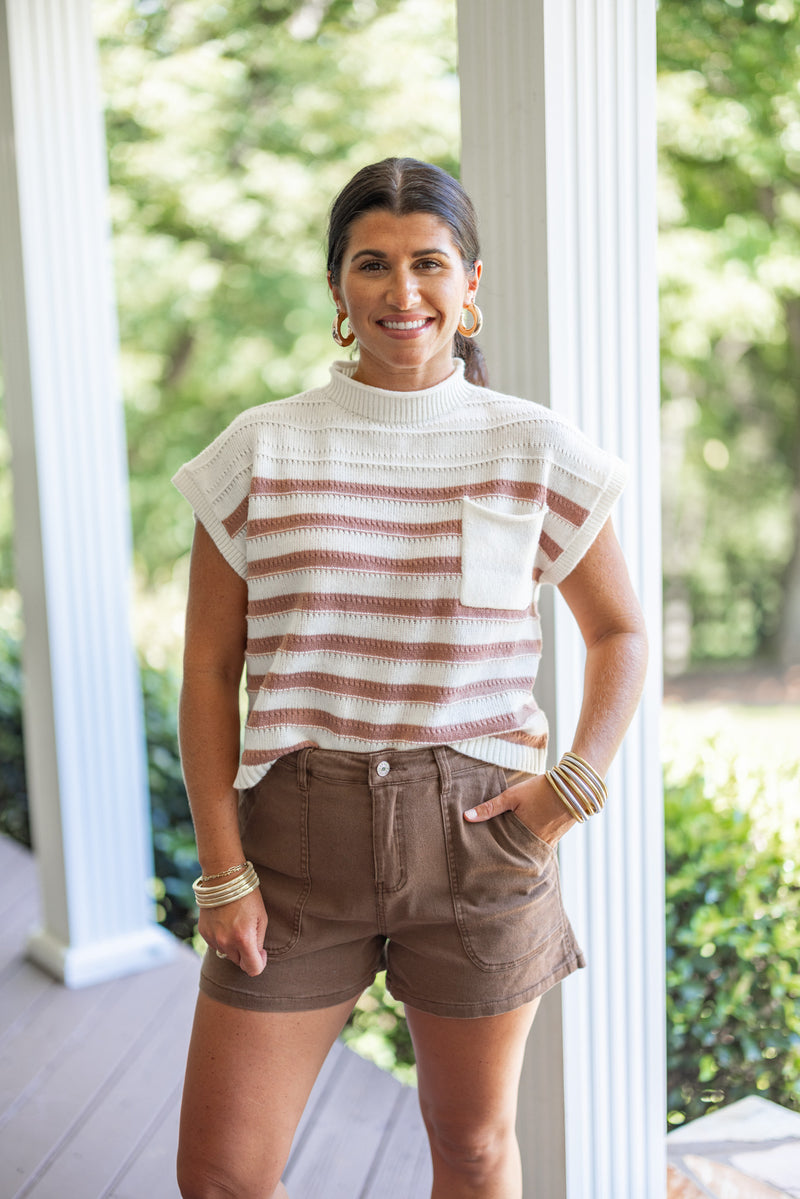 soft cotton denim brown cargo shorts