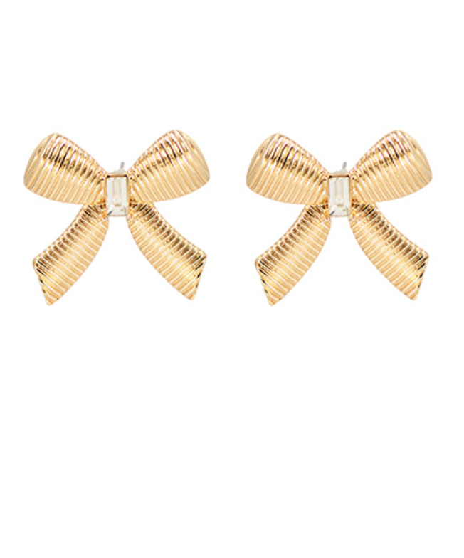 gold bow earrings