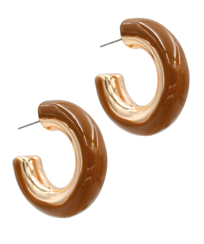 brown hoop chunky earrings