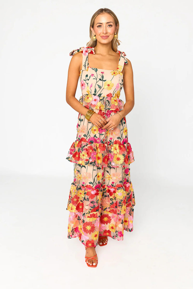 BuddyLove Edie Unconditional tie shoulder floral print tiered maxi dress&nbsp;