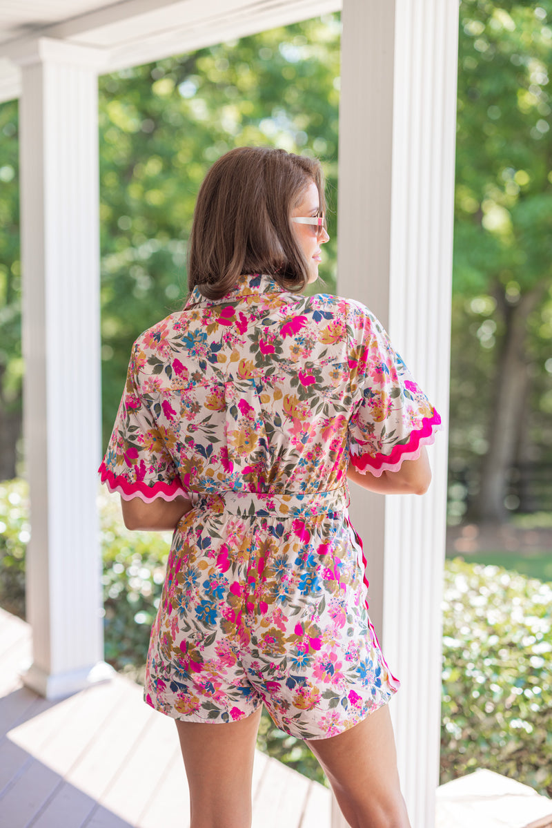 chic floral ricrac romper