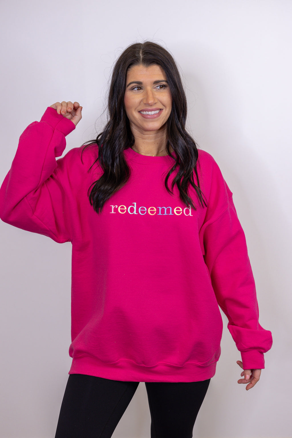 hot pink redeemed sweatshirt pullover