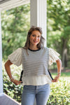 classic black striped vest top