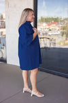 umgee navy textured babydoll dress